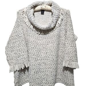Ali Miles Textured Cream Cowl Neck Sweater 0X